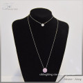 neckles jewelry wholesale simple pink crystal pendant long necklace